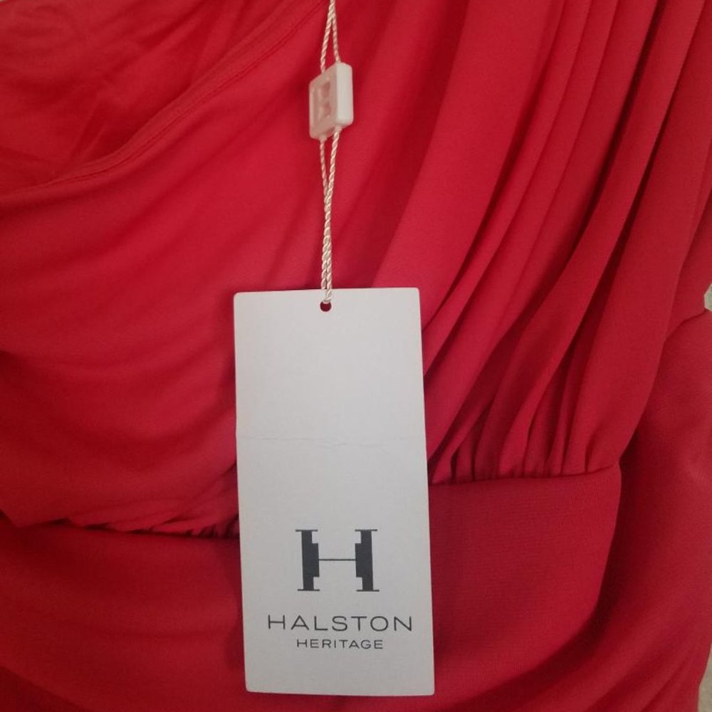 Halston Heritage-One Shoulder drape dress - Picture 4 of 5